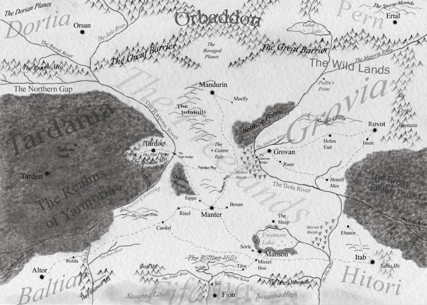 Map of The Freelands - The Centre Vale Fantasy Book